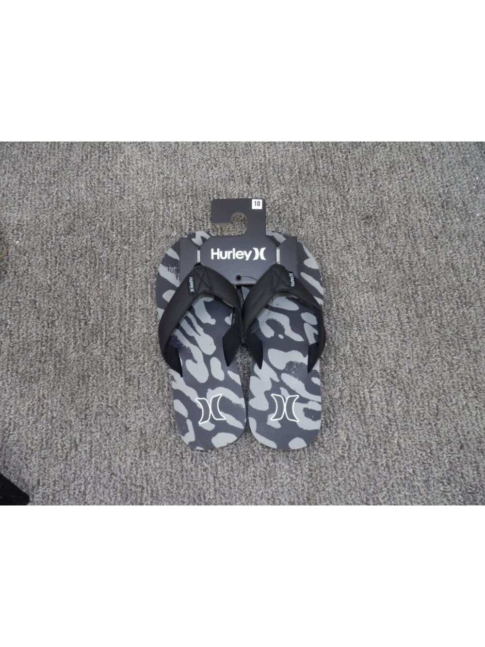 Hurley Mens Flip Flops Size 10 Black & Gray Camo Pattern Durable & Comfortable